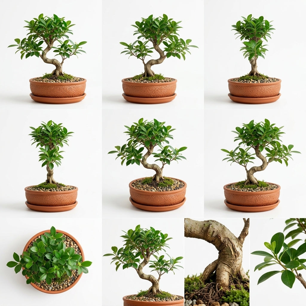 mikywah Round Terracotta Bonsai Pot with Drainage Tray – Textured Ceramic Shallow Planter Bowl for Succulents, Cactus & Indoor Plants