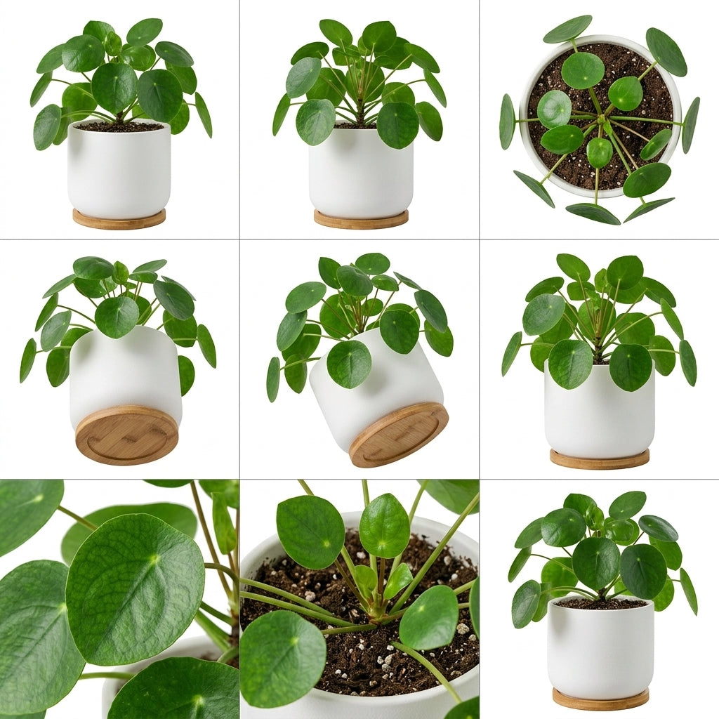 mikywah White Cylinder Ceramic Planter Pot with Drainage Hole & Bamboo Coaster – Decorative Tabletop Plant Pot for Home & Office (Plant Not Included)