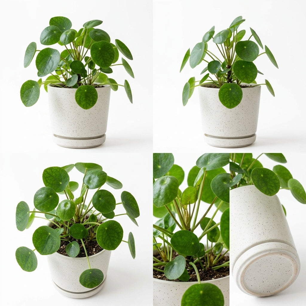 mikywah White Cylinder Ceramic Planter Pot with Drainage Hole & Bamboo Coaster – Decorative Tabletop Plant Pot for Home & Office (Plant Not Included)