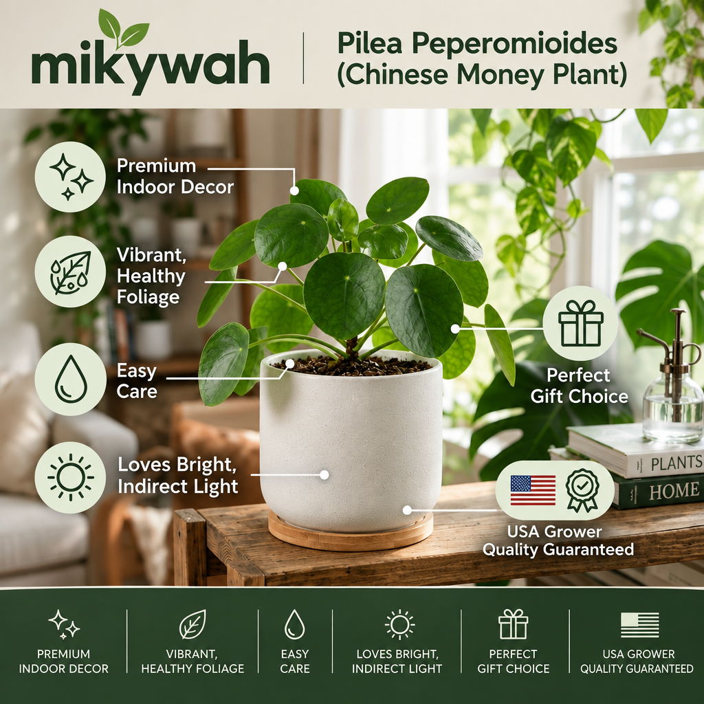 mikywah White Cylinder Ceramic Planter Pot with Drainage Hole & Bamboo Coaster – Decorative Tabletop Plant Pot for Home & Office (Plant Not Included)