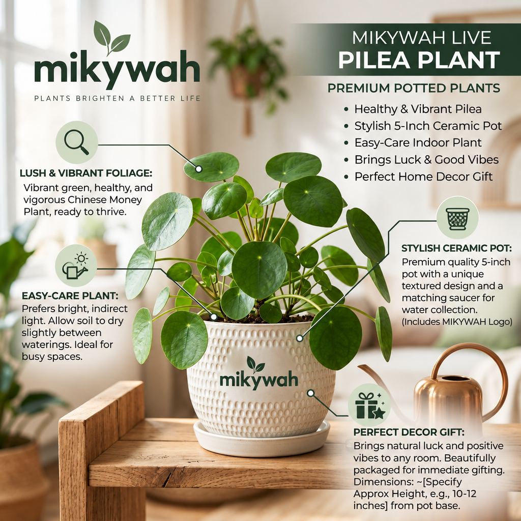 mikywah Modern White Textured Ceramic Planter with Matching Drip Tray – 5 Inch Decorative Flower Pot for Desktop, Table & Windowsill