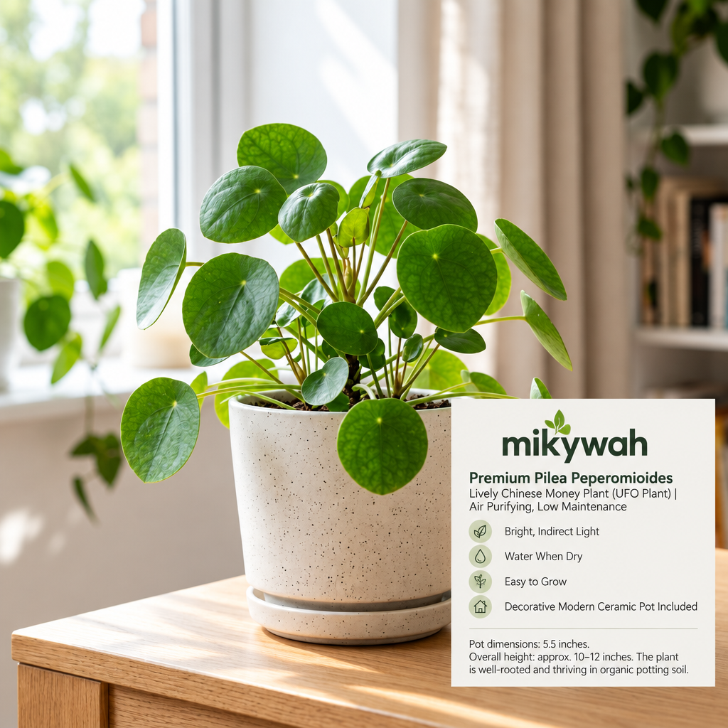 mikywah Modern Speckled White Ceramic Planter with Matching Drip Tray – 5.5 Inch Decorative Desktop Flower Pot for Home & Office