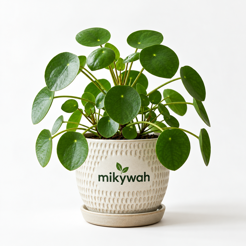 mikywah Modern White Textured Ceramic Planter with Matching Drip Tray – 5 Inch Decorative Flower Pot for Desktop, Table & Windowsill