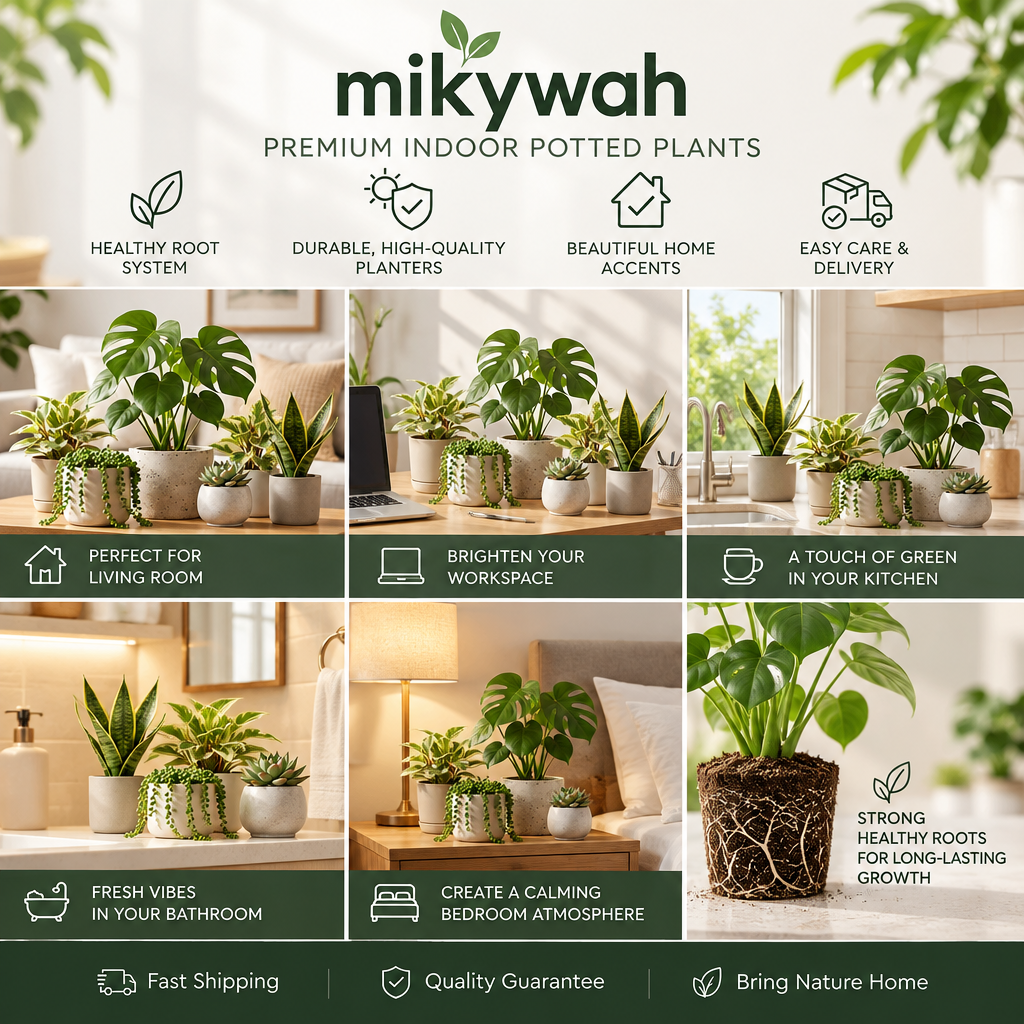 mikywah Modern Ceramic Plant Pots with Drainage Hole & Saucer – Minimalist Matte Indoor Planters for Succulents, Snake Plants & Houseplants
