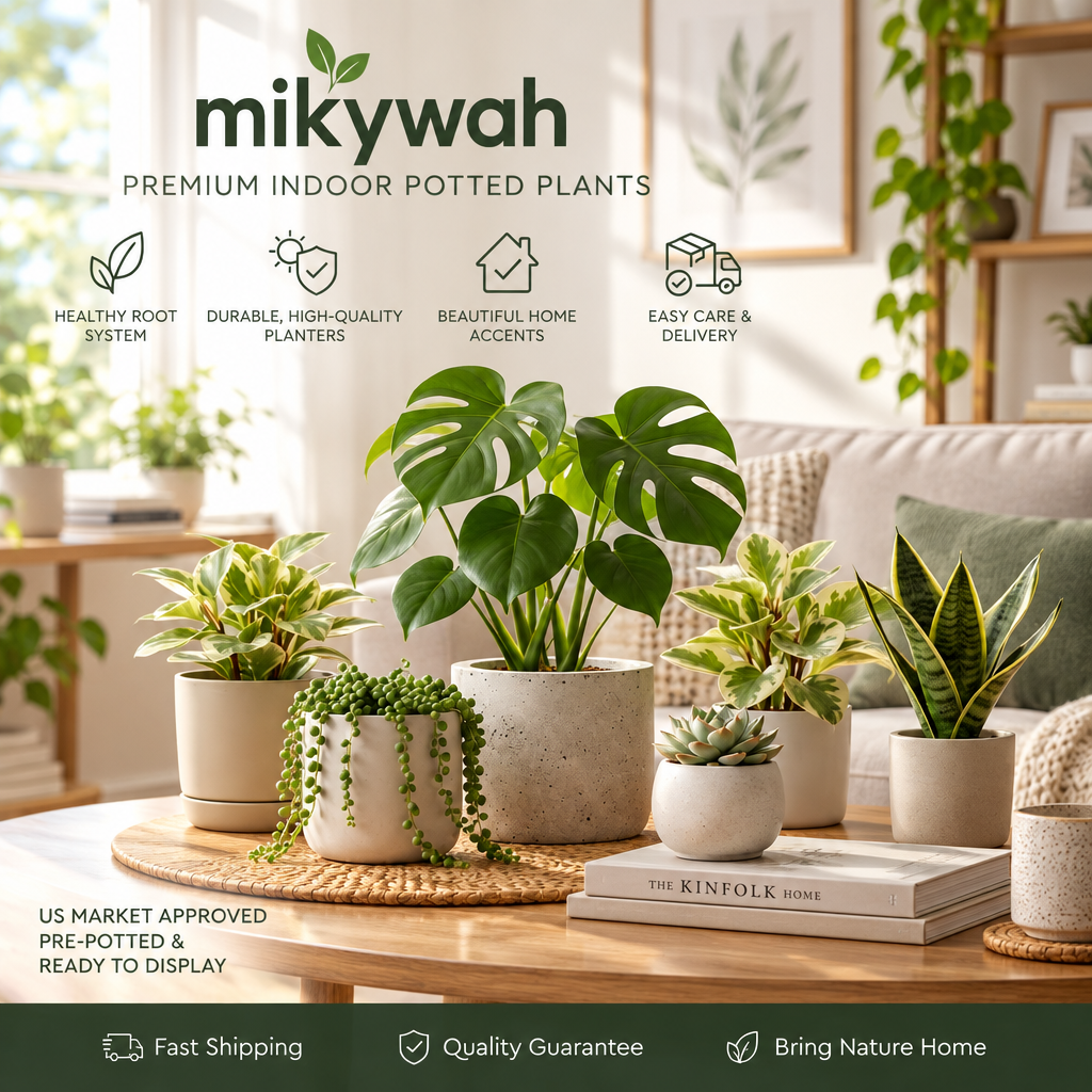 mikywah Modern Ceramic Plant Pots with Drainage Hole & Saucer – Minimalist Matte Indoor Planters for Succulents, Snake Plants & Houseplants