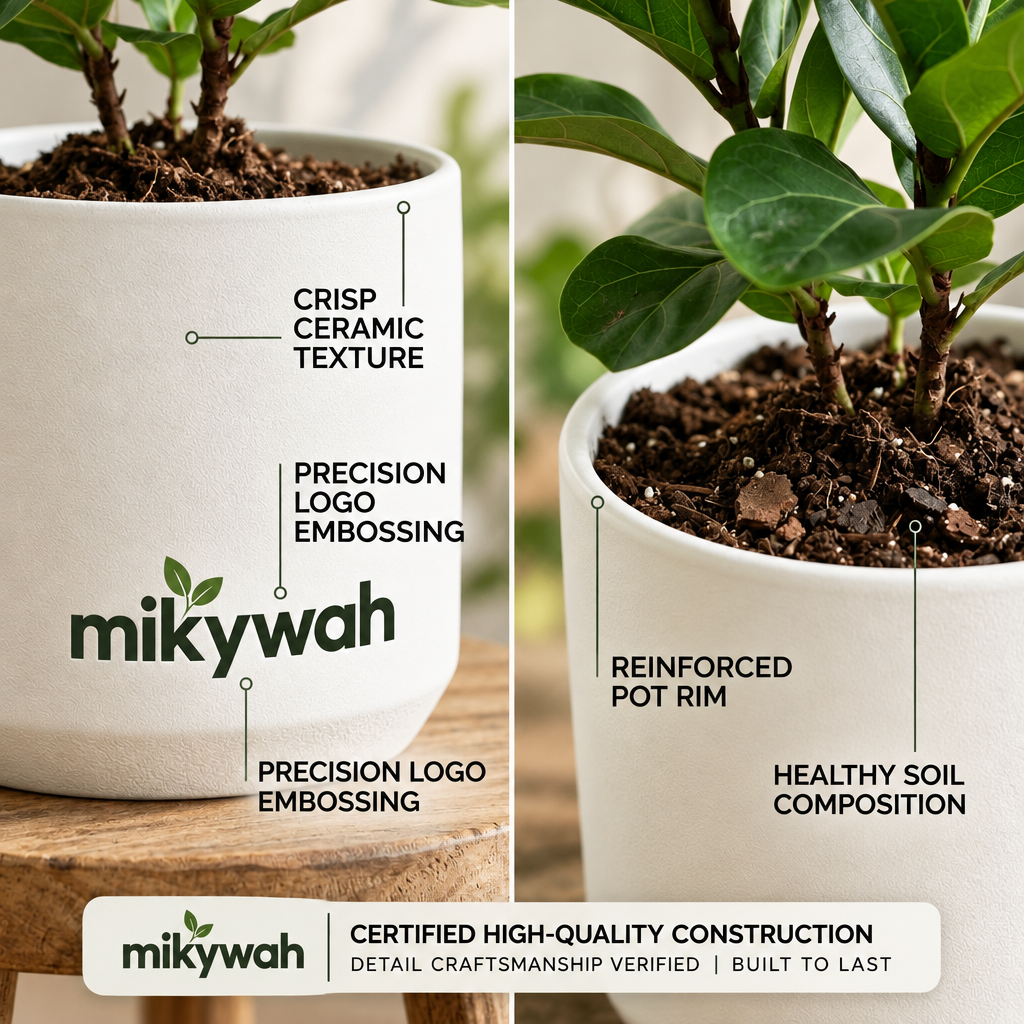 mikywah Matte White Cylinder Ceramic Planter – 5.5 Inch Decorative Desktop Flower Pot for Snake Plants, Pothos & Greenery