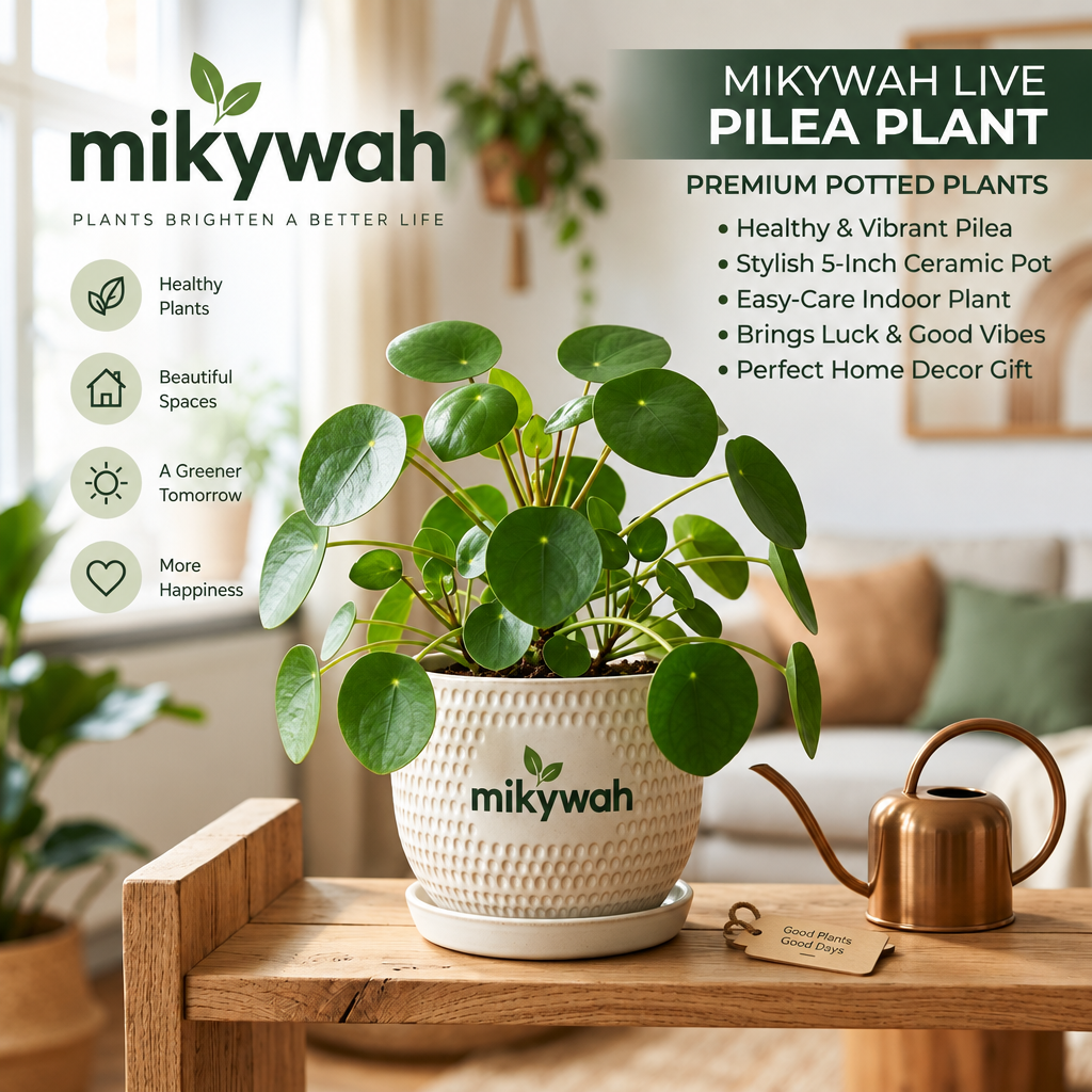 mikywah Modern White Textured Ceramic Planter with Matching Drip Tray – 5 Inch Decorative Flower Pot for Desktop, Table & Windowsill